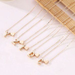 Dainty Letter Monogram Heart Fashion Necklace